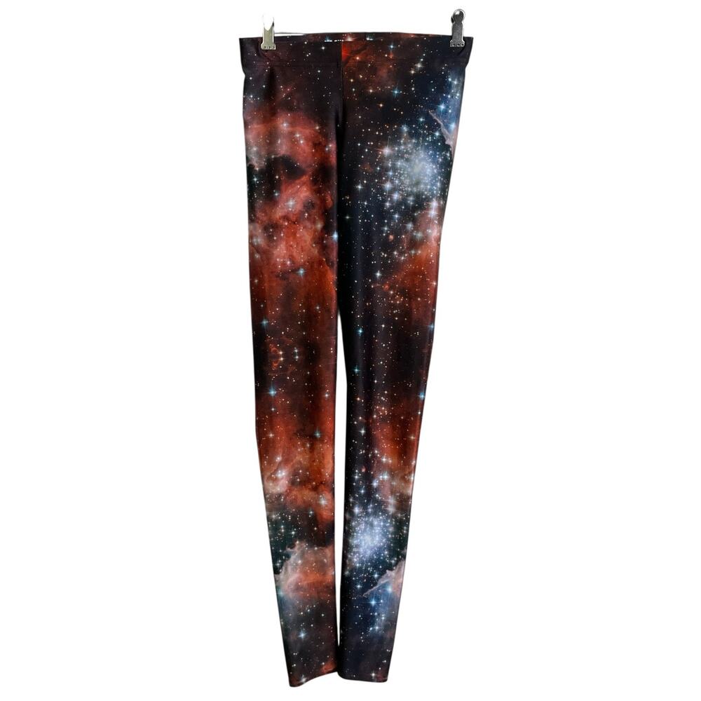 Blackmilk Galaxy Leggings Womens Small Red Cosmic Space Stars Art Stretch